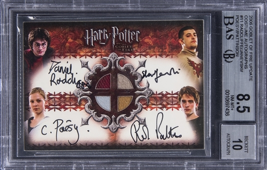 2006 ARTBOX Harry Potter & The Goblet of Fire Update Costume Autographs #11 Radcliffe/Janevski/Poesy/Pattinson - BGS NEAR MINT 8.5 10 - POP 2